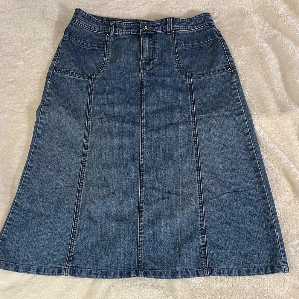 Christopher & Banks Blue A-Line Denim Skirt